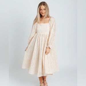 Piper & Scoot: The Adanna Floral Detail Dress in Cream